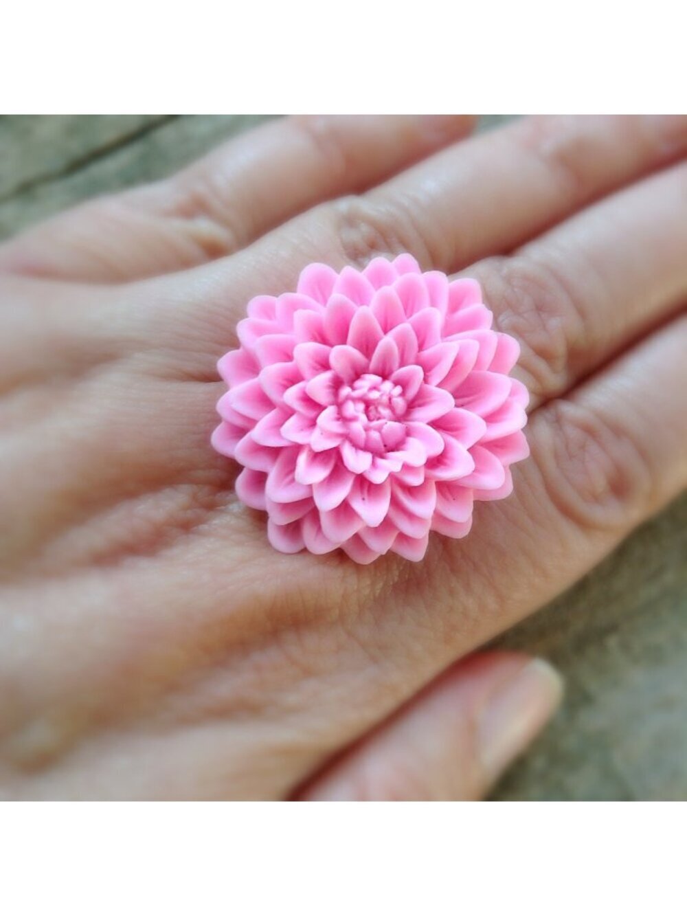 Light Pink Flower Ring Adjustable Chrysanthemum Ring - more colours available